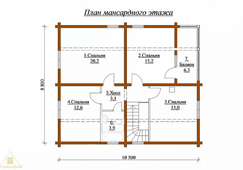 Двухэтажный дом из бруса 192х130 с террасой и балконом 3